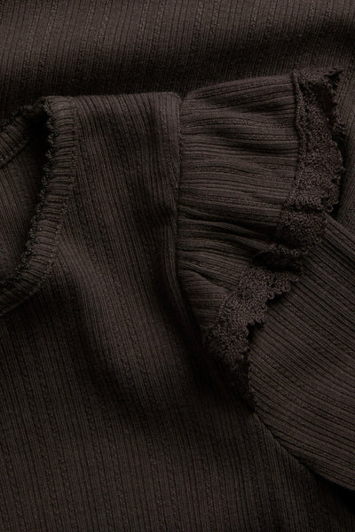 Baby & Kids brown ribbed top with frills