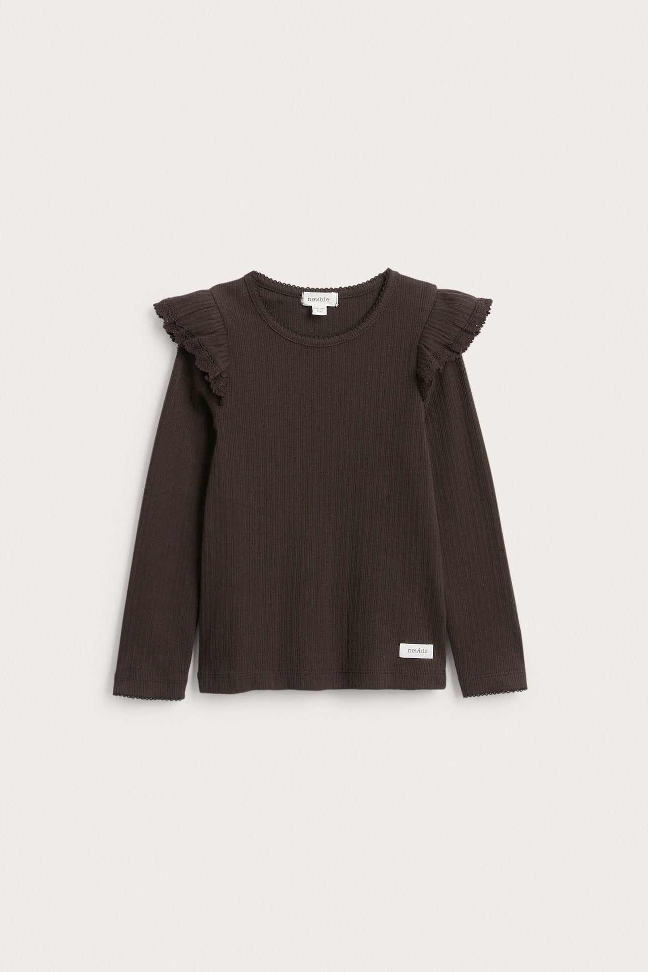 Baby & Kids brown ribbed top with frills