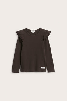 Baby & Kids brown ribbed top with frills