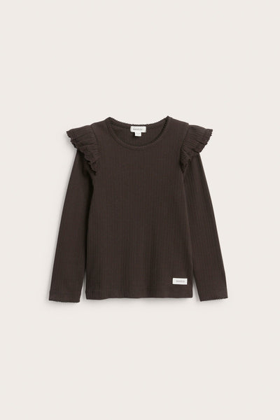 Baby & Kids brown ribbed top with frills