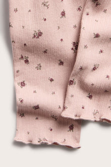 Baby pink floral ribbed leggings
