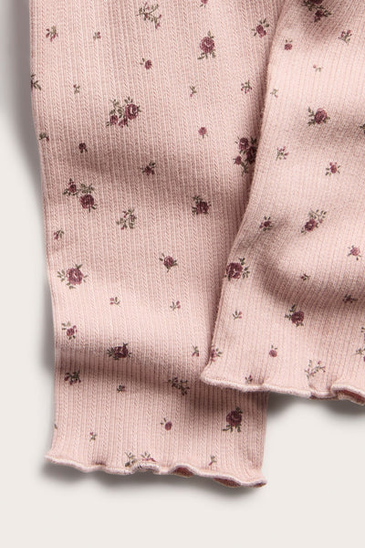 Baby pink floral ribbed leggings