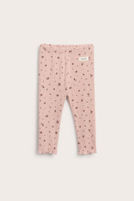 Baby pink floral ribbed leggings