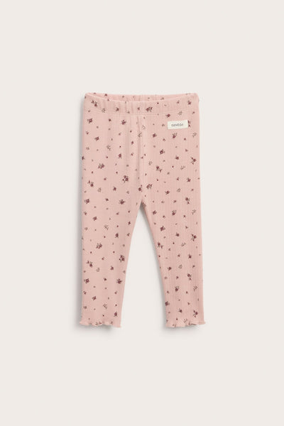 Baby pink floral ribbed leggings