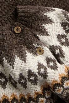 Baby brown jacquard knit jumper