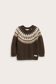 Baby brown jacquard knit jumper