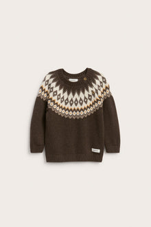 Baby brown jacquard knit jumper