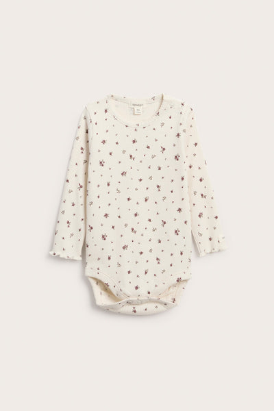 Baby white floral ribbed bodysuit