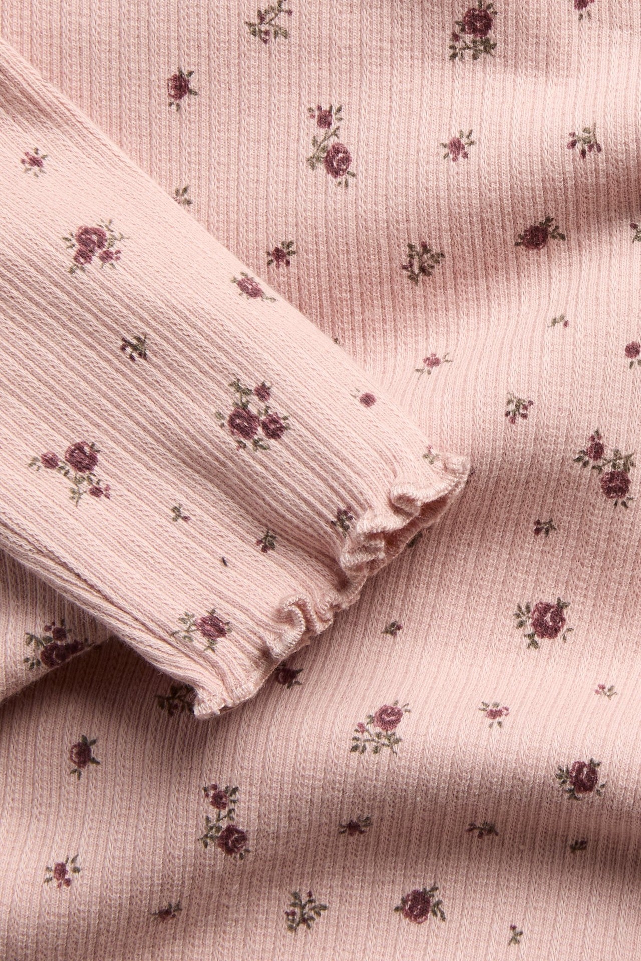 Baby pink floral ribbed bodysuit
