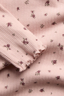 Baby pink floral ribbed bodysuit