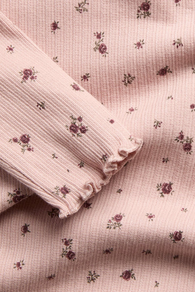 Baby pink floral ribbed bodysuit