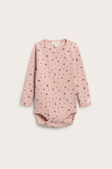 Baby pink floral ribbed bodysuit