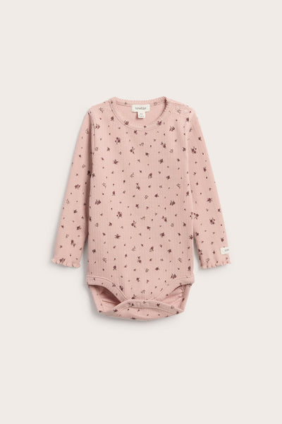 Baby pink floral ribbed bodysuit