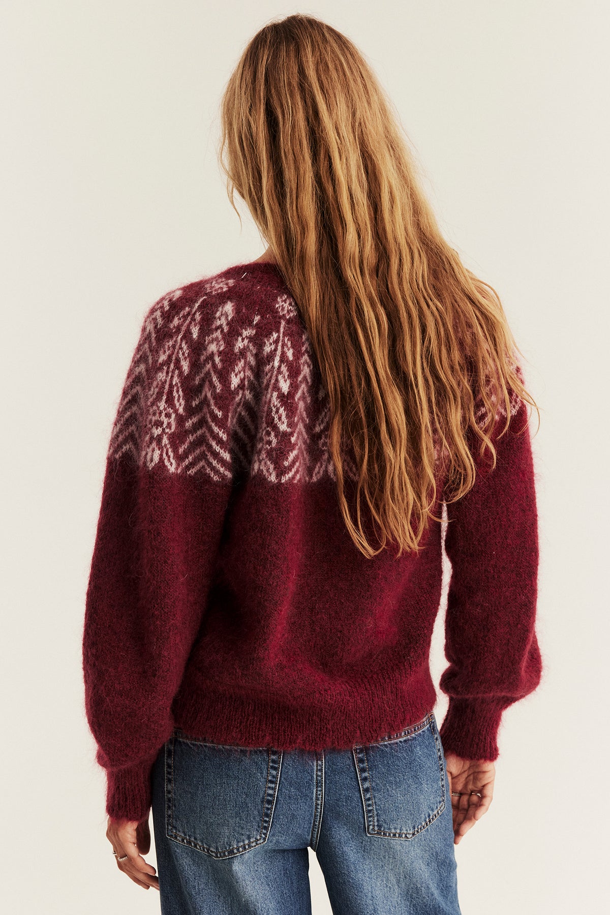 Women's red knitted Christmas cardigan