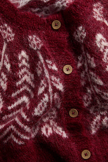 Women's red knitted Christmas cardigan
