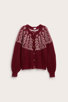 Women's red knitted Christmas cardigan