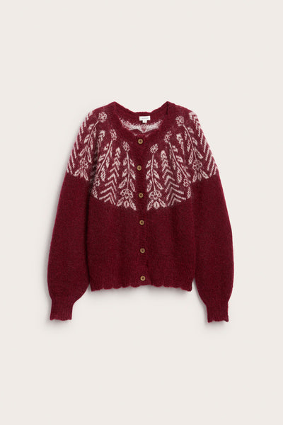 Women's red knitted Christmas cardigan