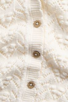 Baby white knitted cardigan with hood