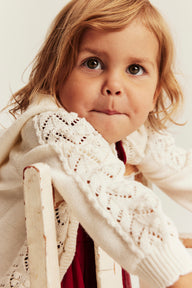 Baby white knitted cardigan with hood
