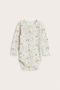 Baby white bodysuit with all-over pattern