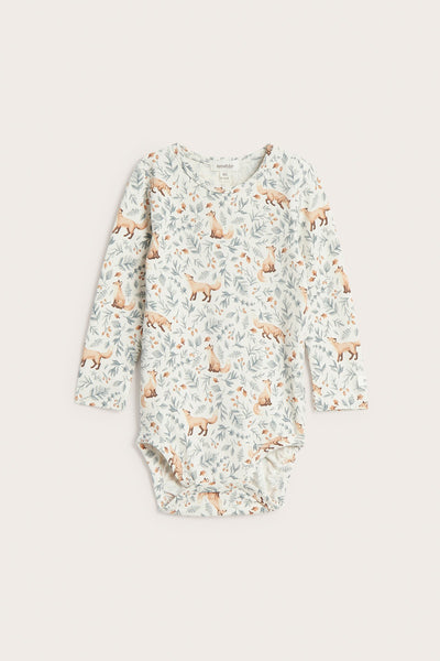 Baby white bodysuit with all-over pattern