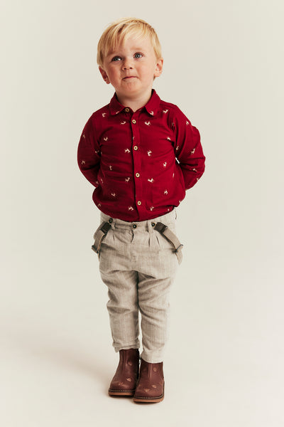 Baby beige woven trousers with braces