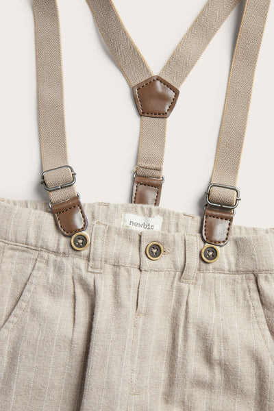Baby beige woven trousers with braces