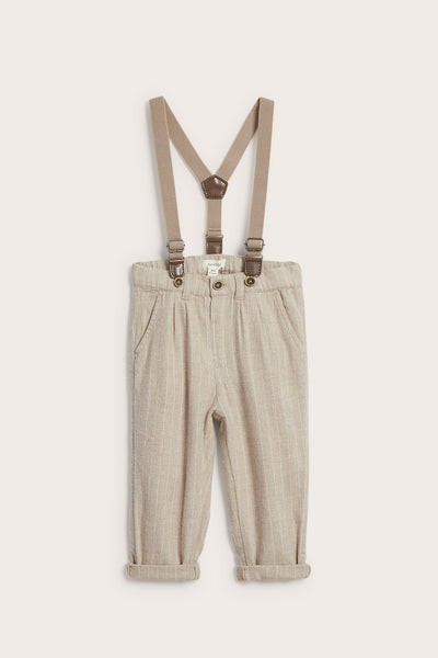 Baby beige woven trousers with braces
