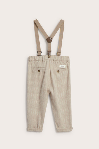 Baby beige woven trousers with braces