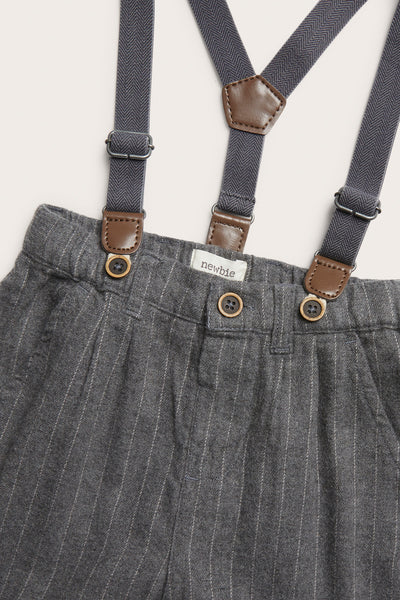 Baby grey woven pants with braces