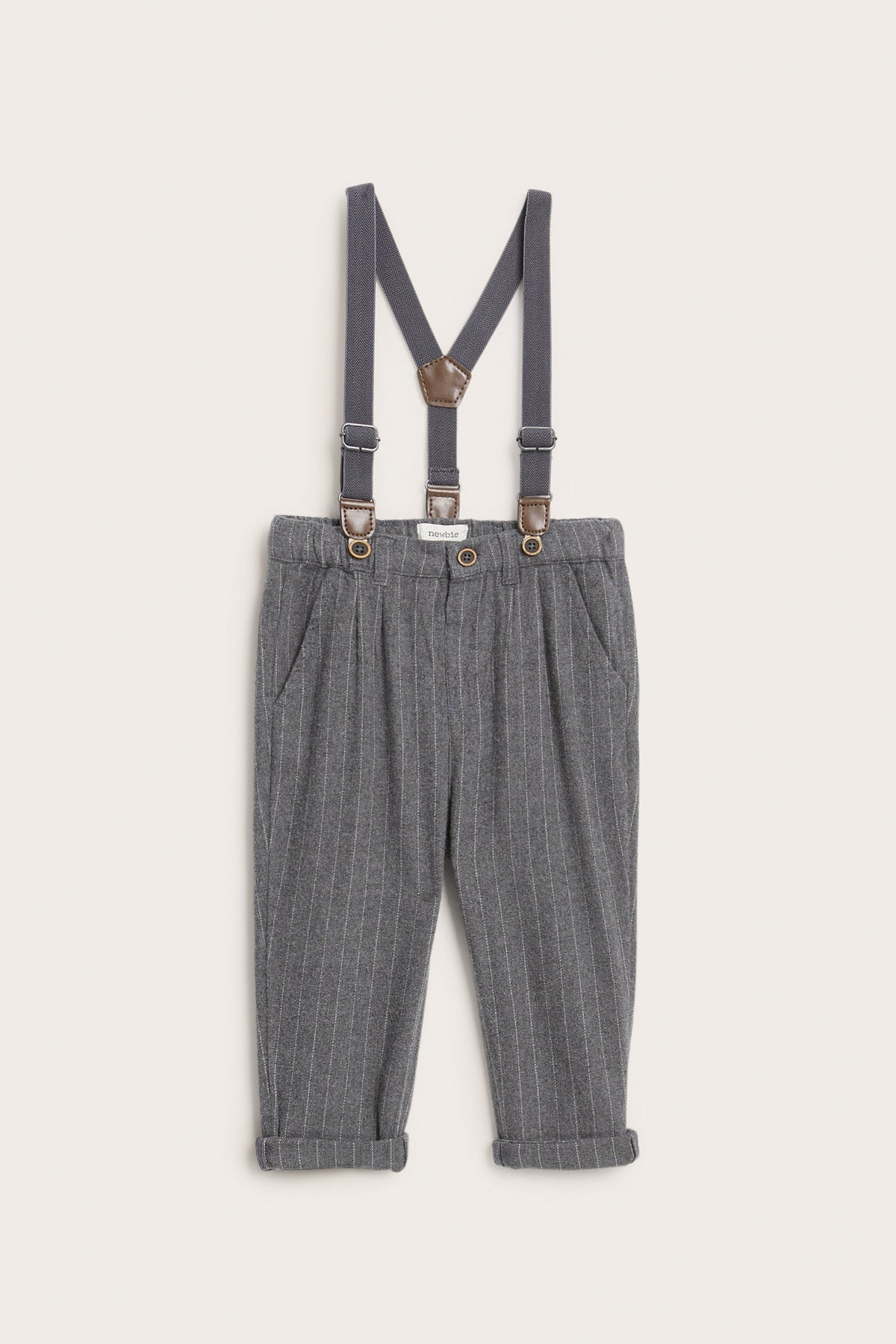 Baby grey woven pants with braces