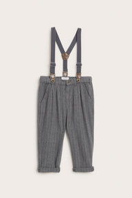 Baby grey woven pants with braces