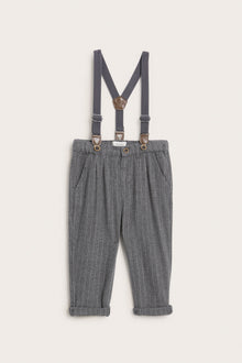 Baby grey woven pants with braces