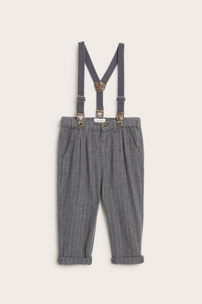 Baby grey woven pants with braces