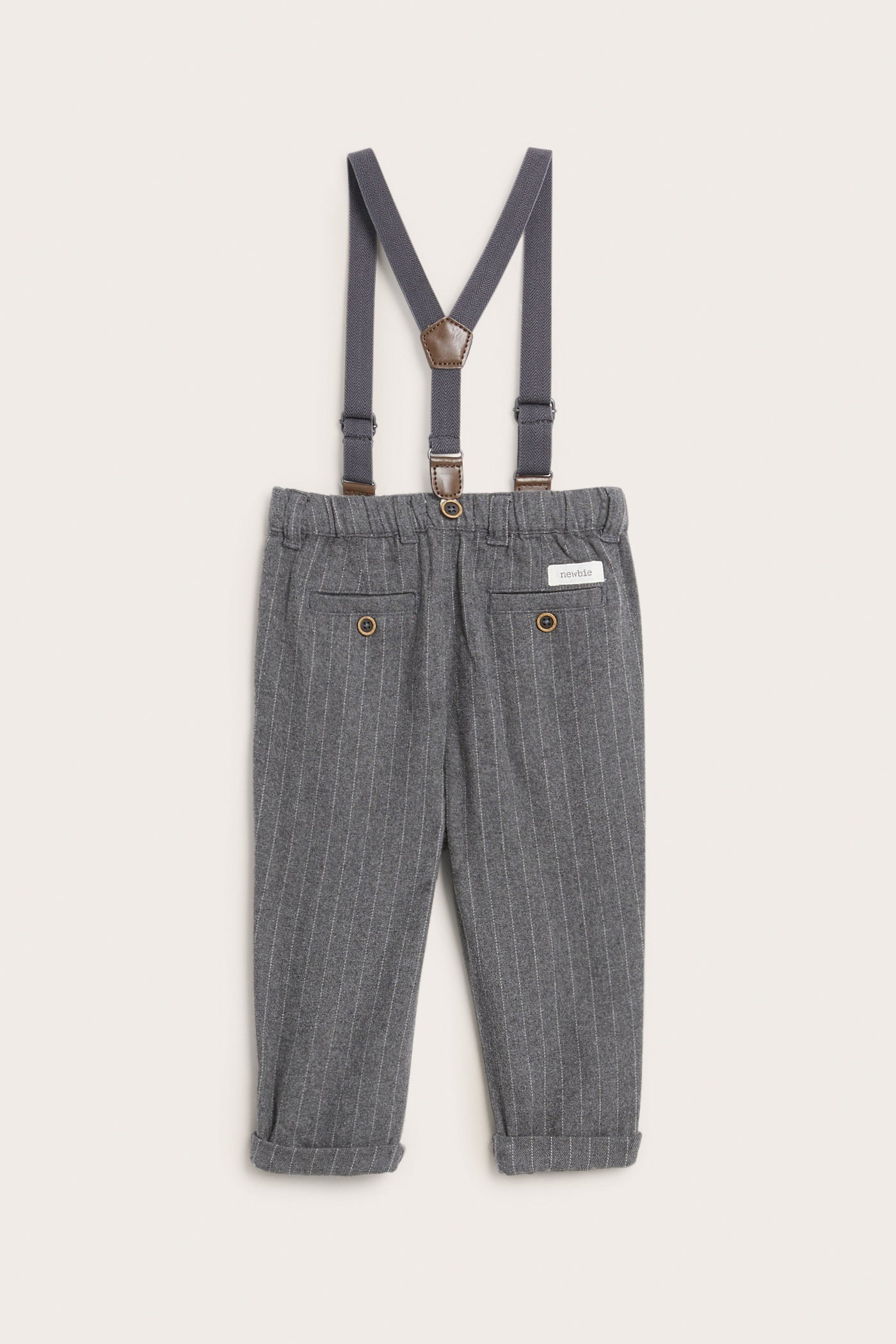 Baby grey woven pants with braces