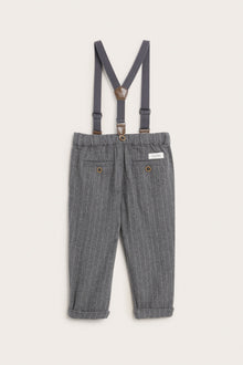 Baby grey woven pants with braces