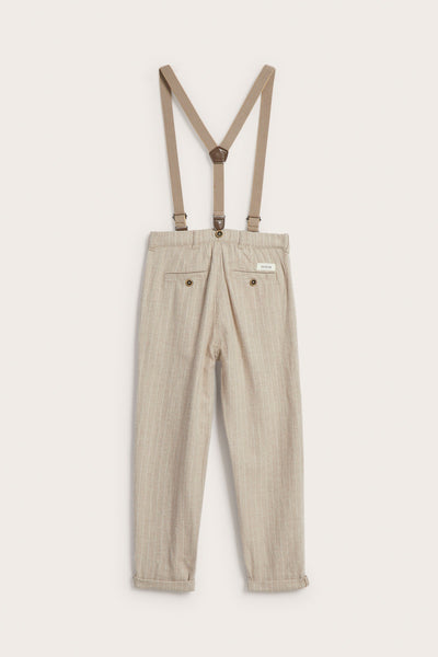Kids beige woven trousers with braces