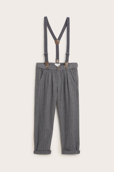 Kids grey woven pants with braces
