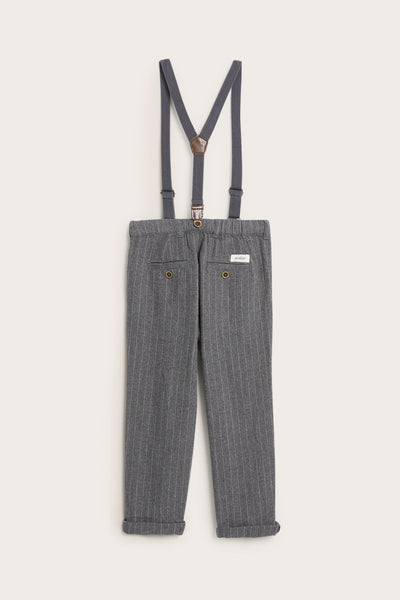 Kids grey woven pants with braces