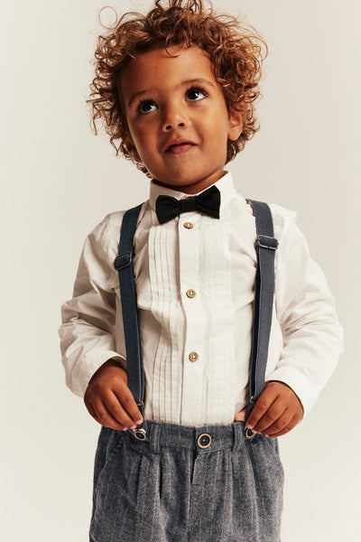 Kids grey woven pants with braces