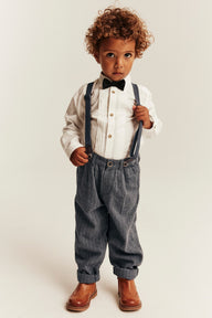 Kids grey woven pants with braces
