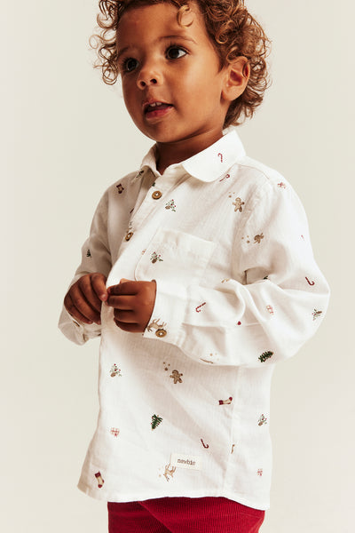 Kids white shirt with all-over pattern
