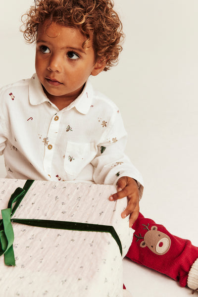 Kids white shirt with all-over pattern