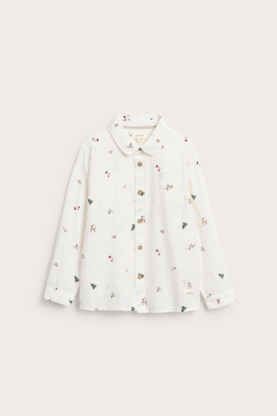 Kids white shirt with all-over pattern