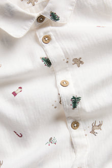 Baby white patterned shirt bodysuit