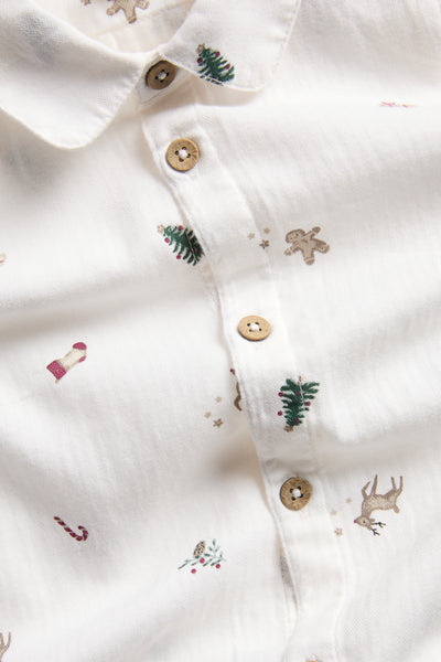 Baby white patterned shirt bodysuit