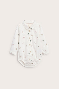 Baby white patterned shirt bodysuit