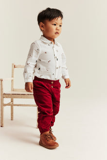 Baby white patterned shirt bodysuit