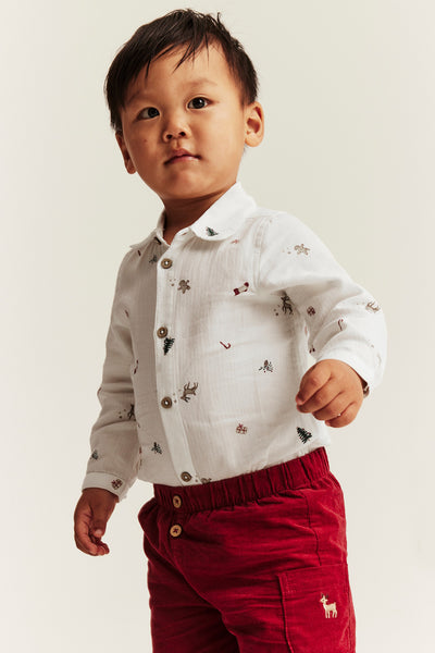 Baby white patterned shirt bodysuit