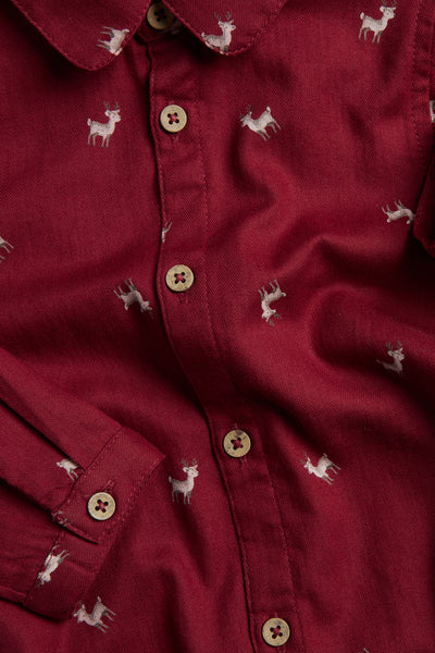 Baby red patterned shirt bodysuit